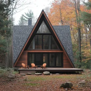 A-frame Cabin With Rustic Timber Veneer