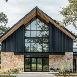Steel-Sided Sanctuary with Stone Accents