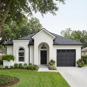 Cozy Arch Front Stucco Cottage