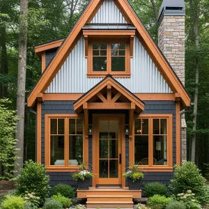 Delightful Timber Nest with a Brick Chimney