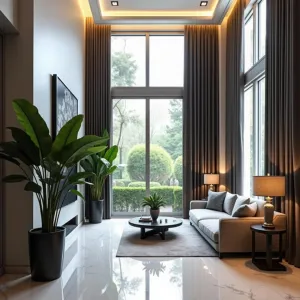 Preview of Swanky Sunlit Lounge with Flair