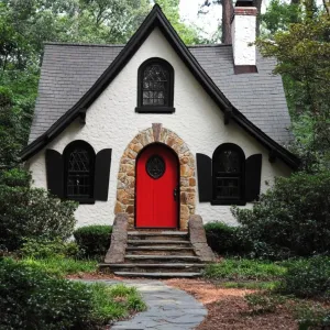 A Spirited Red Door in a Hobbit Hideaway