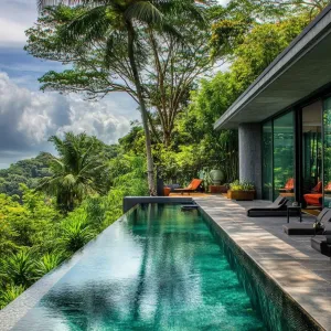 Tropical-themed Pool With Lush Landscaping