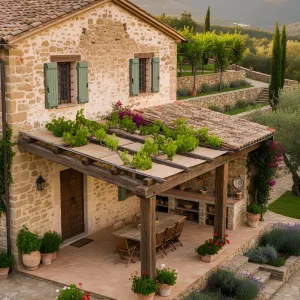 Vine-Draped Pergola Stonehouse