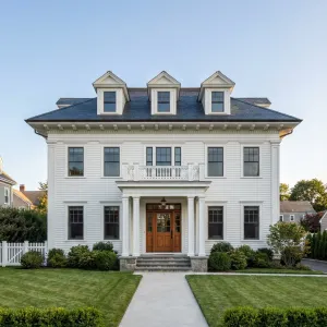Classic White Dormered Doorfront Manor