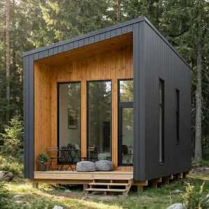 Forest Edge Tilted Roof Micro Cabin