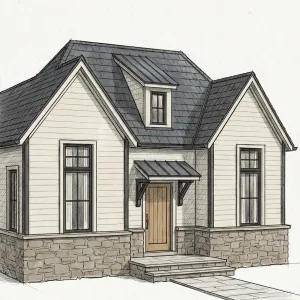 Compact Gable Front Country Cottage