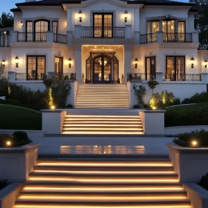 Gleaming Grandeur with Illuminated Steps