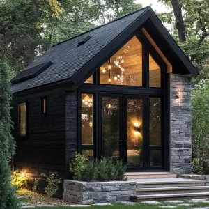 Charming Black Tiny House Amidst Nature