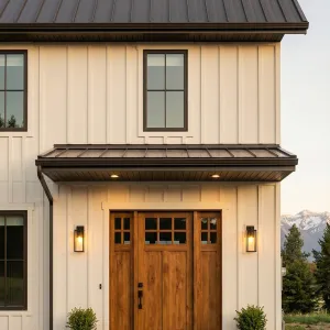 Mountain Farmhouse Entry With Cedar Door
