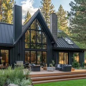 Modern Black House Under Blue Skies