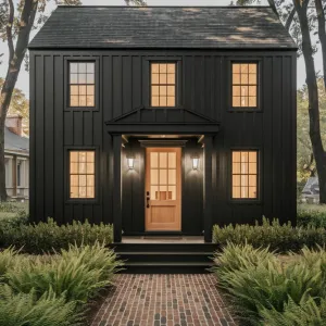 Moonlit Manor with Fern-Lined Pathway
