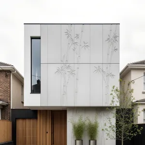 Bamboo-Relief Concrete Facade Dwelling