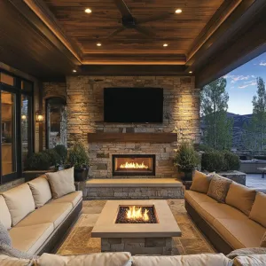 Roasting Marshmallow Oasis: A Glowing Patio Lounge