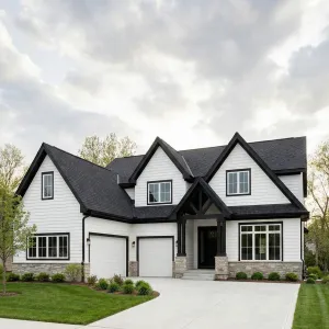 Gabled Suburban Haven With Bold Contrast