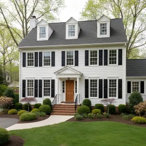 White Clapboard Colonial with Ebony Shutters