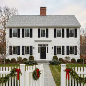 Festive Picket Colonial With Ebony Shutters