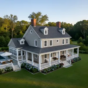 Hydrangea-Framed Veranda Colonial