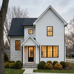 Neighborhood Gable Gem With Inked Panes