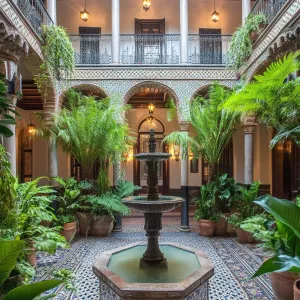 Elegant Oasis: A Lush Indoor Courtyard Delight