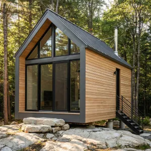 Pitched Roof Forest Glass Cabin