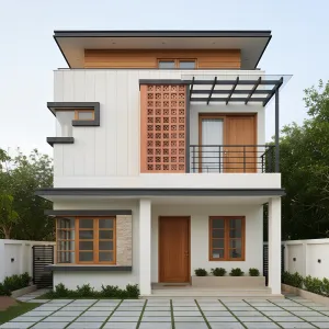 Terracotta Screen Balcony With Glass Shade