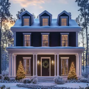 Snow-Draped Victorian Christmas House