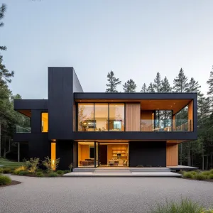 Modern Cubist Haven in Woodland Wonderland