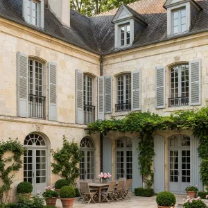 Ivy-Softened Courtyard Around Stone Manor