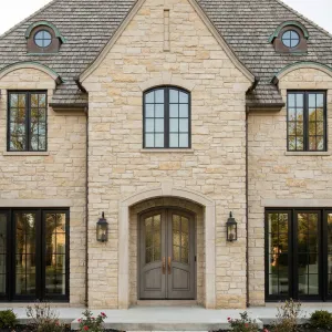 Classic Stone Manor With Arched Welcome