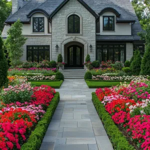 Preview of Stately Manor with Captivating Flower Display
