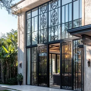 Sleek Glass Facades With Ornate Wrought Iron