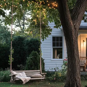 Charming Cottagecore Haven Adorned with Twinkling Lights