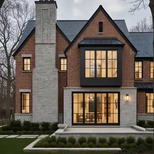 Chimney Tower, Black-Mullion Brick Manor