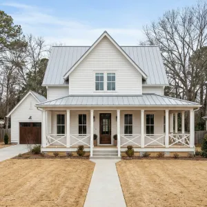 Silver Roofed Gable Porch Farmstead