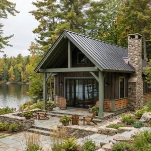 Lakeside Stone Hearth Woodland Cabin