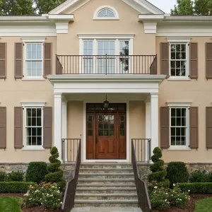 Sandstone Stucco Colonial Porch Retreat