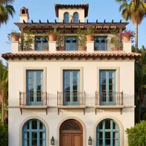 Azure Shutters On Sunlit Loggia