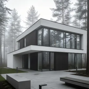 Modern Abode Amidst the Mist
