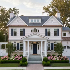 Porch-Perfect Colonial With Navy Shutters