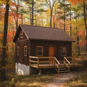 A Quaint Cabin with Autumn’s Embrace