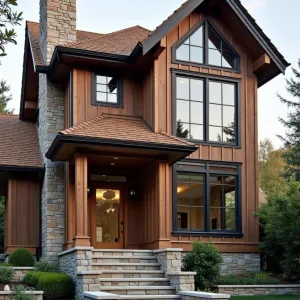 Rustic Timber Tale with Stone Accents
