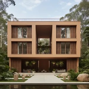Terracotta Atrium House By The Water