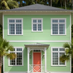 Mint Oasis with a Coral Door