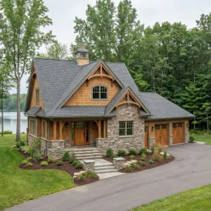 Lakeshore Timber Cottage With Stone Heart