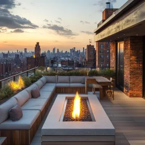 Fire Pit Lounge Area With Built-in Seating