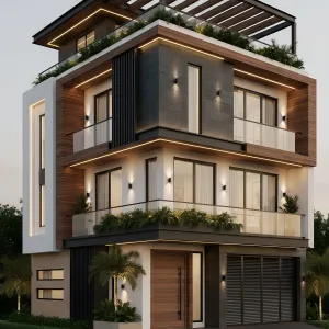 Garden-Lined Corner Sky Terrace