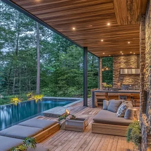 Woodland Escape: A Tranquil Poolside Lounge