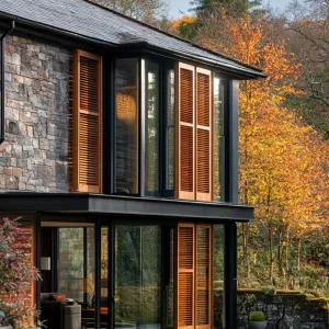 Large Picture Windows With Antique Shutters