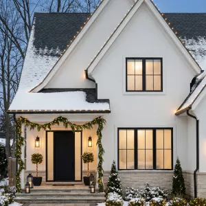Gabled Glow Modern Winter Homestead